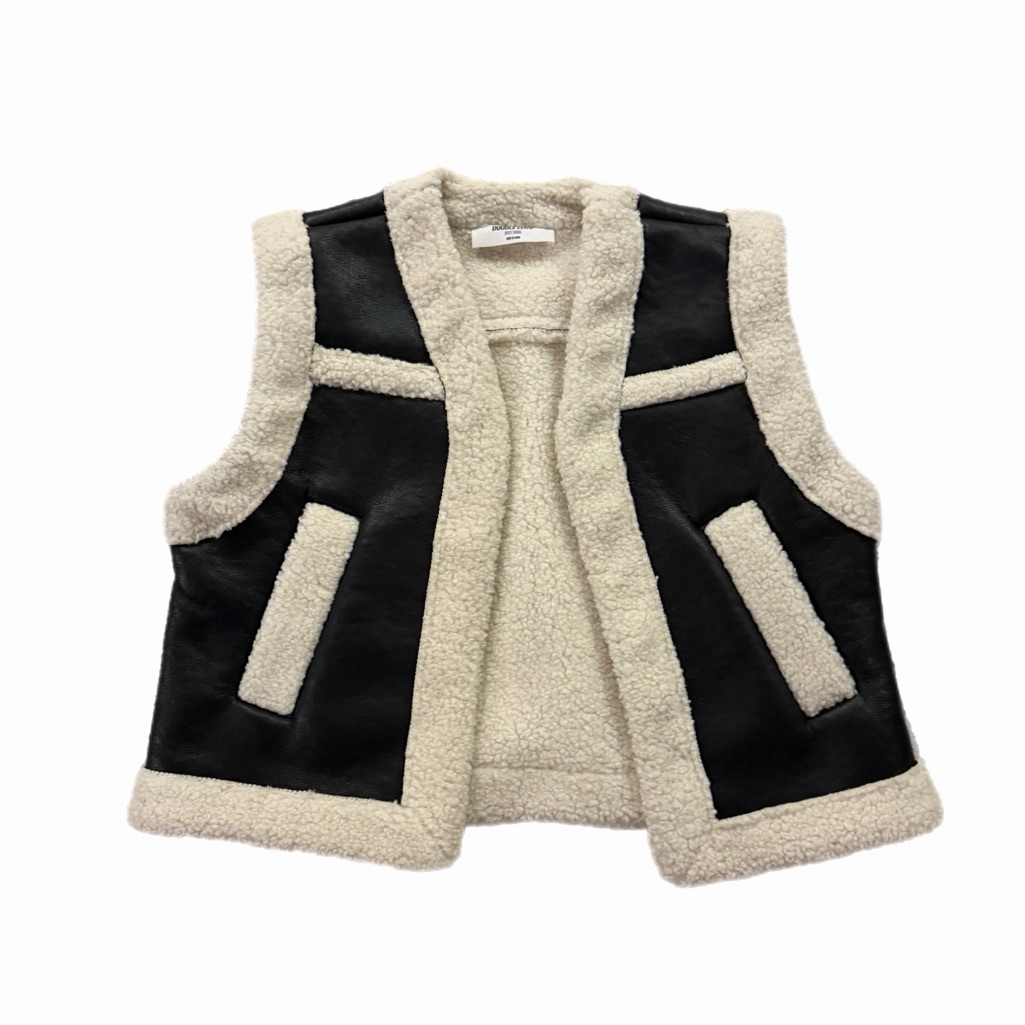 Double Zero Sherpa-Lined Pleather Vest